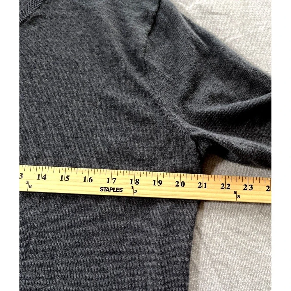J Crew Merino Wool Blend Sweater Mens XL V-Neck Heather Charcoal Gray Washable